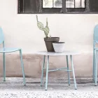 Masuta de cafea rotunda de exterior din HPL cu baza metalica Made in Italy - Makino Viadurini