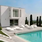 Masuta de cafea de gradina cu blat rotund din polietilena Made in Italy - Tibaldo Viadurini