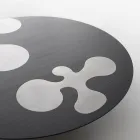 Masă de cafea din larice lăcuit negru cu inserții din oțel inoxidabil satinat - Vergine Viadurini