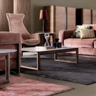 Grilli York design masă de lemn masiv și marmură de cafea făcute în Italia Viadurini