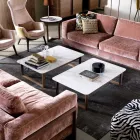 Grilli York design masă de lemn masiv și marmură de cafea făcute în Italia Viadurini