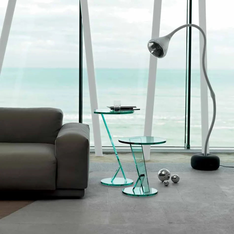 Canapea de masă laterală din sticlă extra-transparentă Made in Italy - Tarzan Viadurini