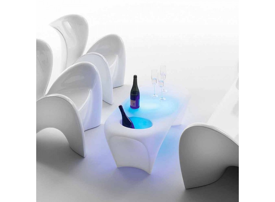 Mese de cafea luminoase cu sticlă de vin spumant, design exterior sau interior - Lily by Myyour Viadurini