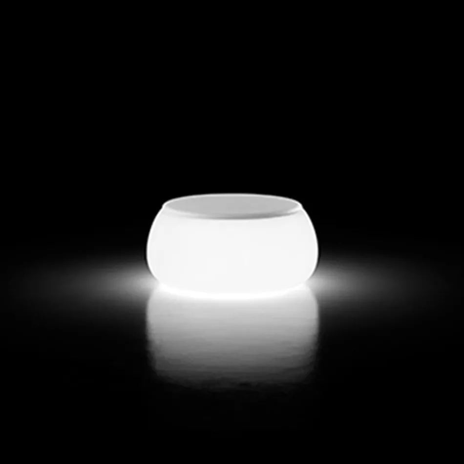 Masuta de cafea rotunda luminoasa de gradina din polietilena Made in Italy - Tibaldo Viadurini