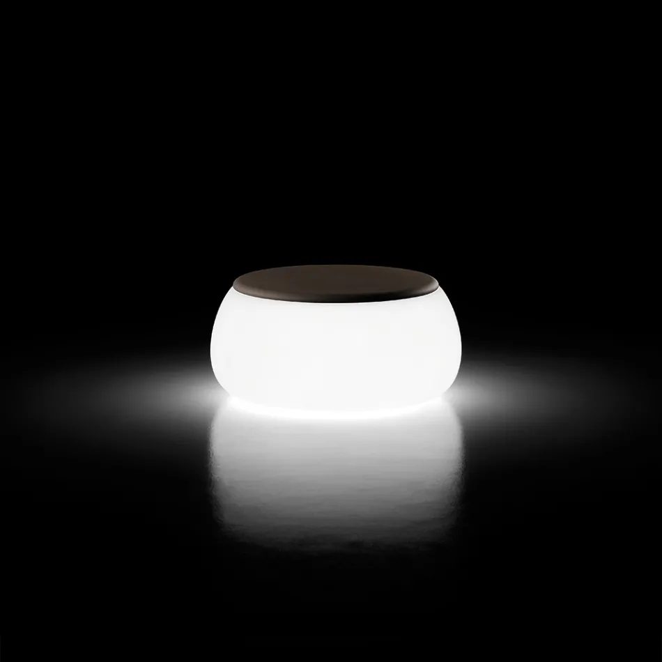 Masuta de cafea rotunda luminoasa de gradina din polietilena Made in Italy - Tibaldo Viadurini