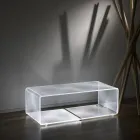Masuta De Cafea Luminoasa Led Acrilic Transparent Gravata Laser Decor - Robiola Viadurini