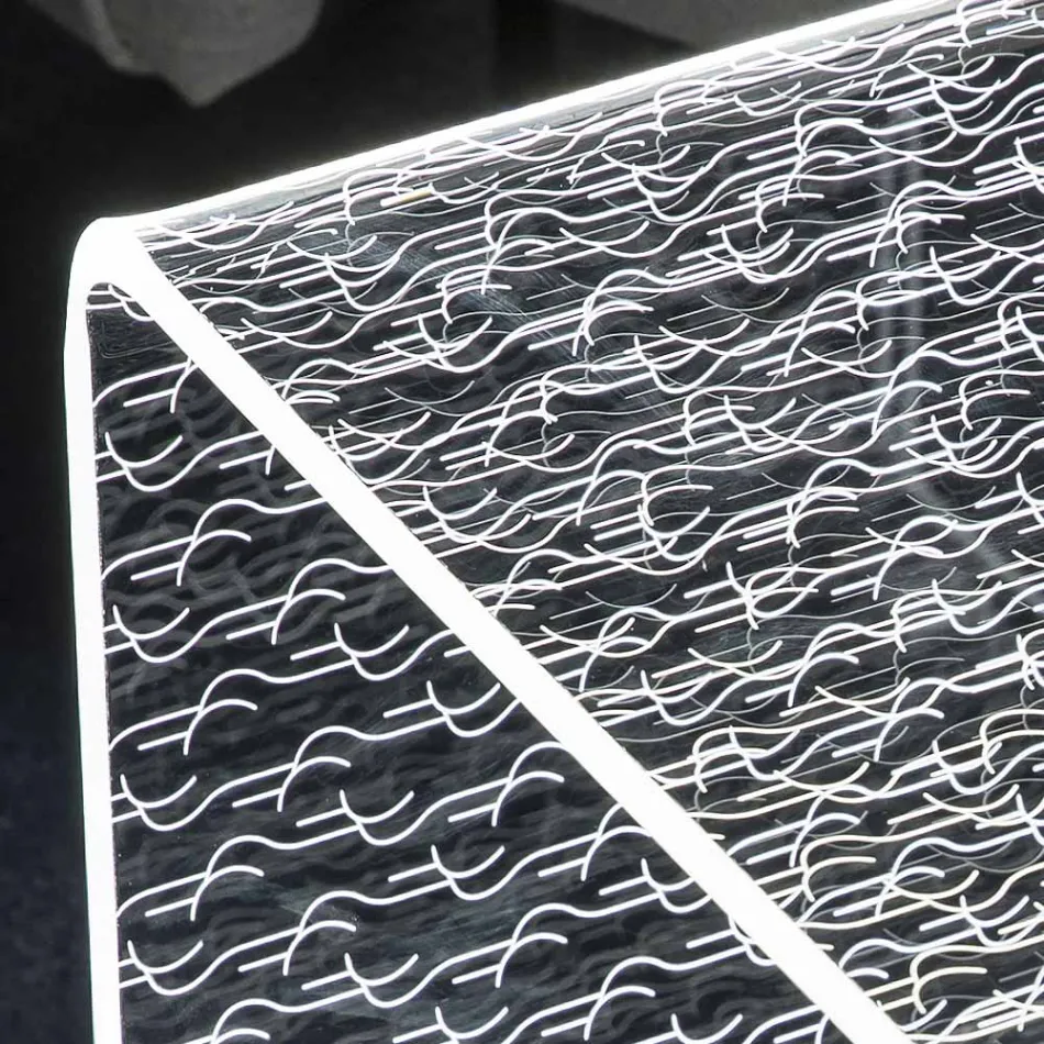 Masuta De Cafea Luminoasa Led Acrilic Transparent Gravata Laser Decor - Robiola Viadurini