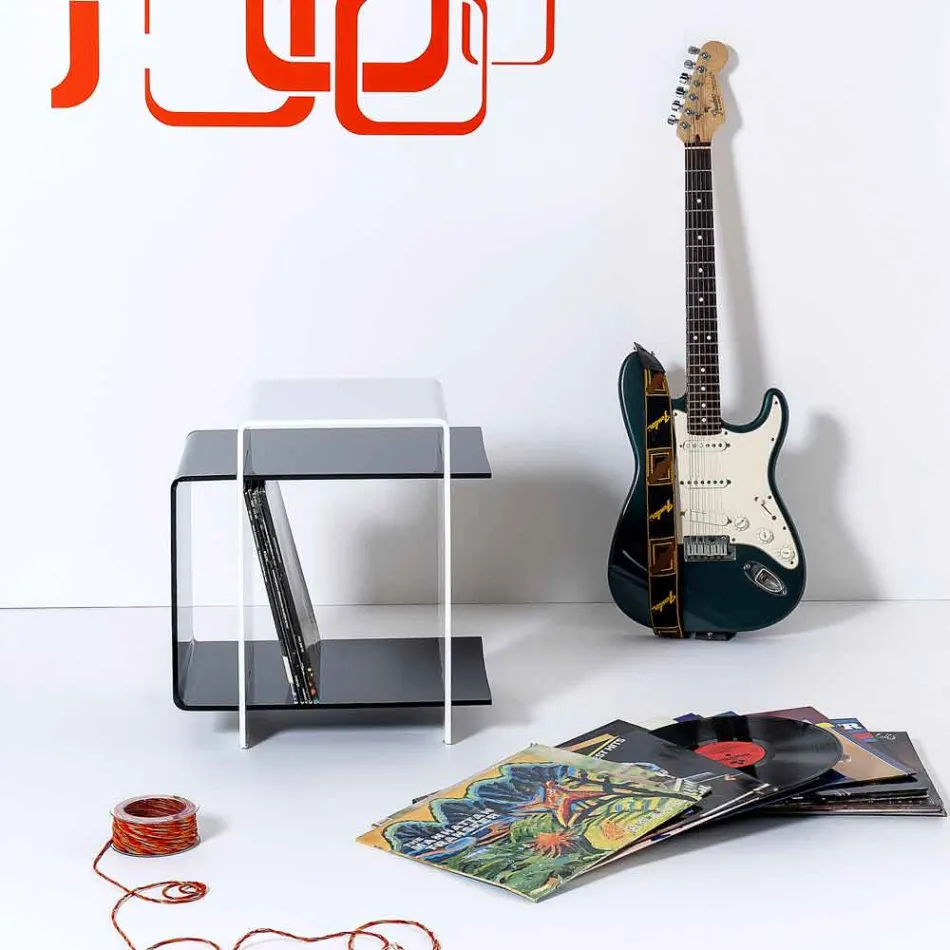 de masă modernă cu 3 rafturi alb-negru Gosto made in Italy Viadurini