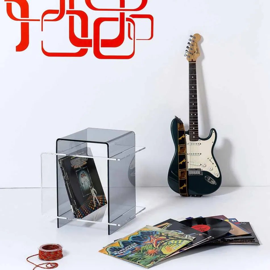 de masă modernă cu 3 rafturi afumat și transparent Gosto made in Italy Viadurini