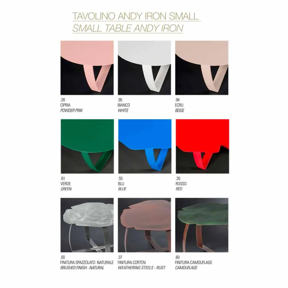 tabel de metal formă modernă cu laser de flori tăiate Andy Viadurini