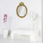 tabel modern drapat în plexiglas alb Asia, made in Italy Viadurini