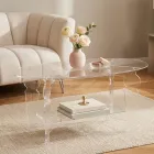 Ilaria - Masă de cafea ovală din plexiglas transparent, fabricată în Italia Viadurini