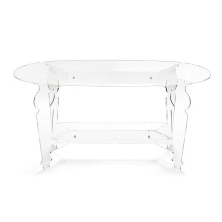 Ilaria - Masă de cafea ovală din plexiglas transparent, fabricată în Italia Viadurini
