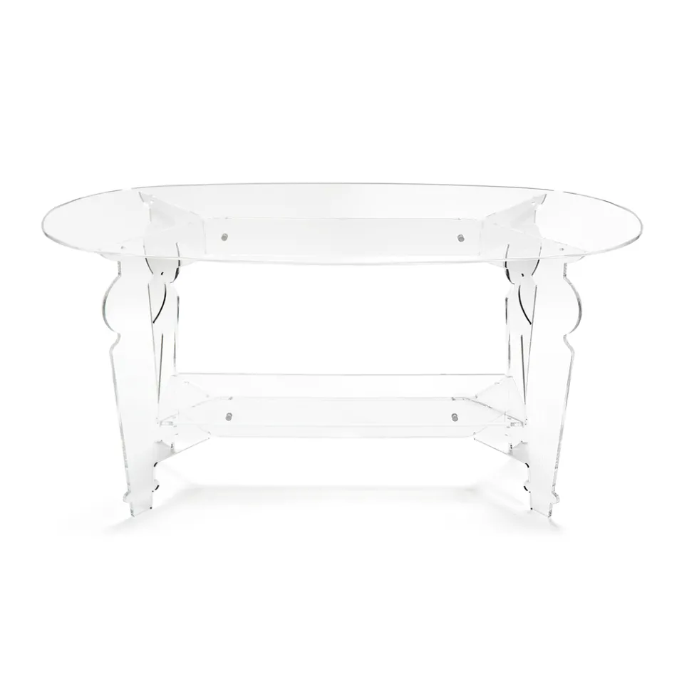 Ilaria - Masă de cafea ovală din plexiglas transparent, fabricată în Italia Viadurini