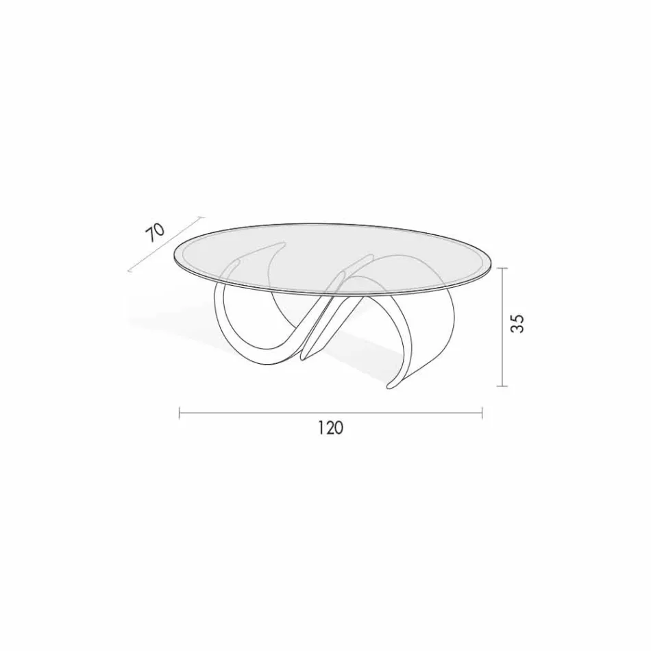 Masă de cafea ovală din sticlă teșită și marmură sintetică Made in Italy - Barbera Viadurini