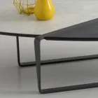 Masuta de cafea ovala din metal pentru living si blat din ceramica in doua nuante - Comacchio Viadurini