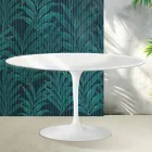 Masă de cafea ovală Saarinen Tulip, 41 cm, în ceramică Florim albă lucioasă - stacojiu Viadurini