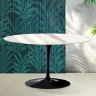 Masă de cafea ovală Saarinen Tulip, 41 cm, în ceramică lucioasă Statuario Florim - Stacojiu Viadurini
