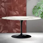 Masă de cafea ovală Saarinen Tulip, H 41 cm, din ceramică mată Florim Statuario - Stacojiu Viadurini
