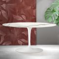 Masă de cafea ovală Saarinen Tulip, H 41 cm, din ceramică mată Florim Statuario - Stacojiu