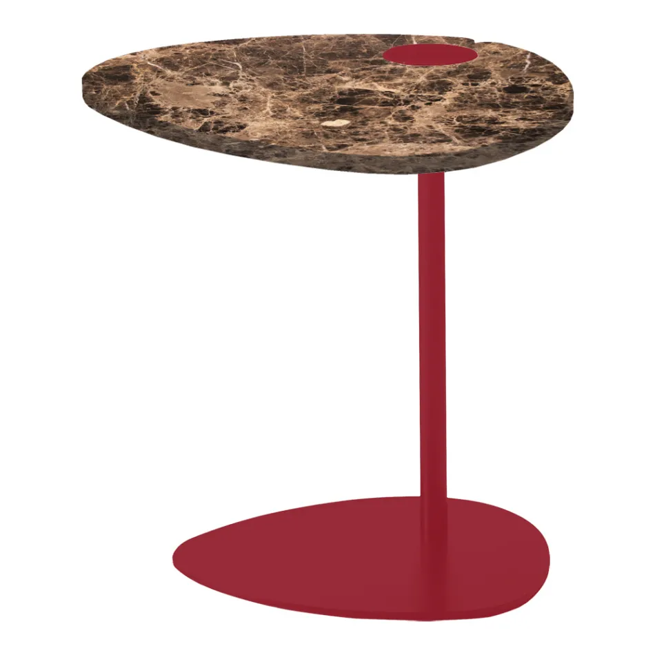 Masuta de cafea pentru living din metal si marmura Marquinia, design de lux - Yassine Viadurini