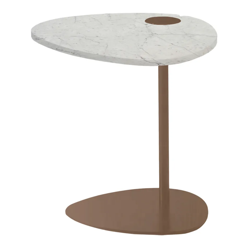 Masuta de cafea pentru living din metal si marmura Marquinia, design de lux - Yassine Viadurini