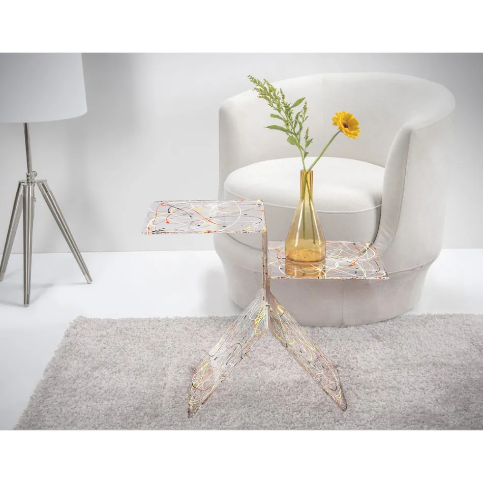 Masuta de cafea din plexiglas colorat transparent pentru camera de zi Made in Italy - Kamon Viadurini