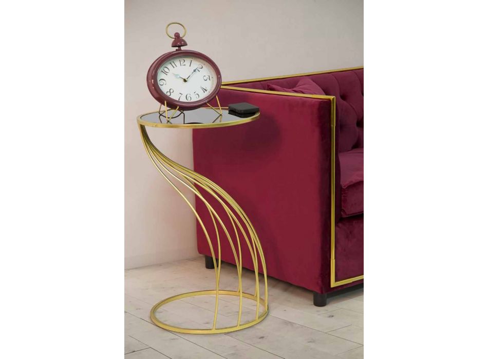 Masă telefonică rotundă din fier, MDF și sticlă de design - Isaia Viadurini