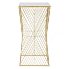 Masa telefonica din fier auriu si blat din sticla cu oglinda - Olivia Viadurini