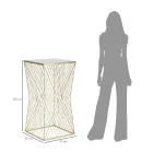 Masa telefonica din fier auriu si blat din sticla cu oglinda - Olivia Viadurini