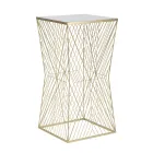 Masa telefonica din fier auriu si blat din sticla cu oglinda - Olivia Viadurini