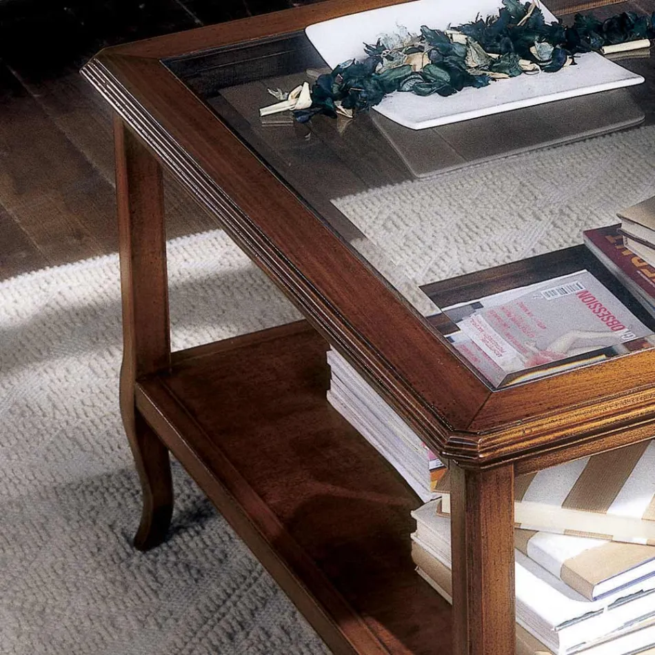 Masuta de cafea patrata pentru living cu blat din sticla Made in Italy - Tepeyoti Viadurini