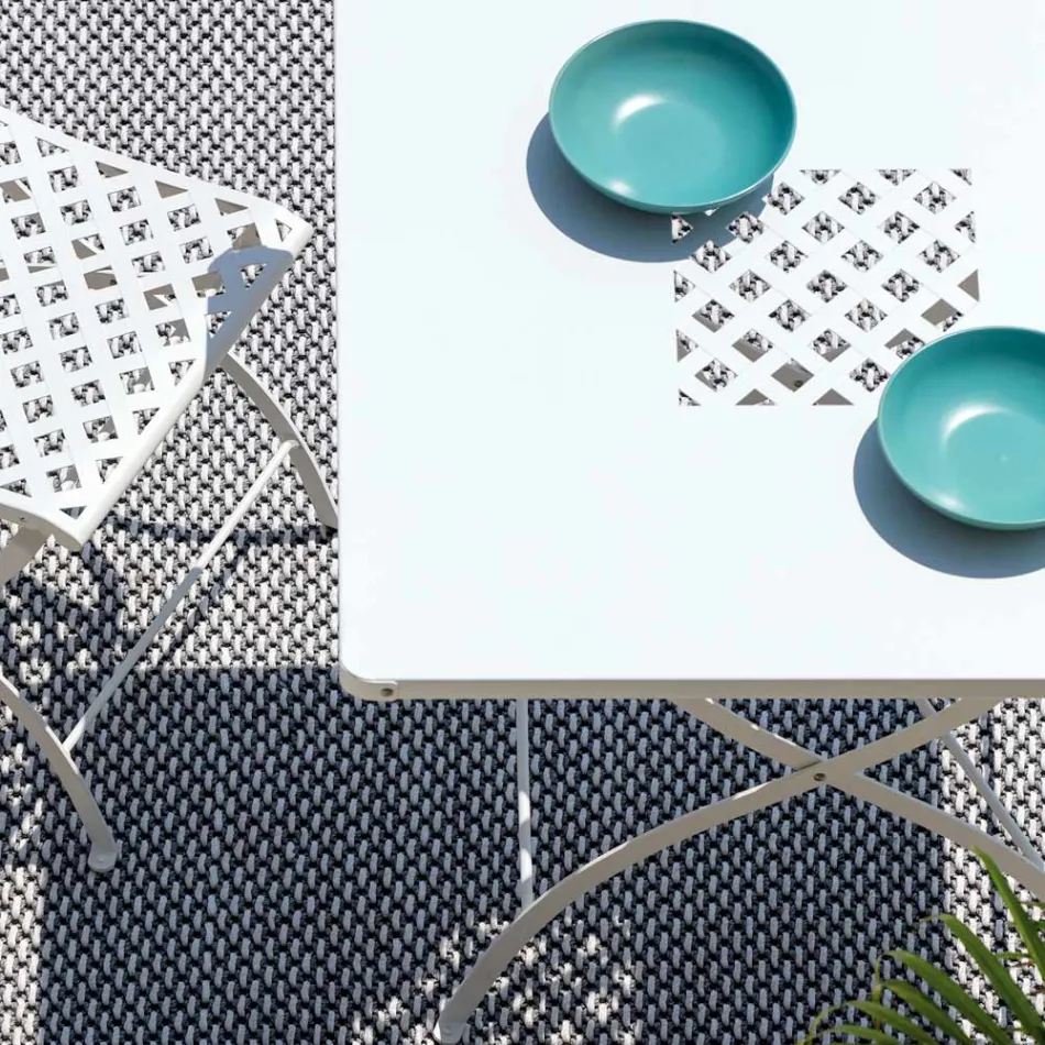Masa de exterior plianta patrata din otel galvanizat Made in Italy - Selvaggia Viadurini