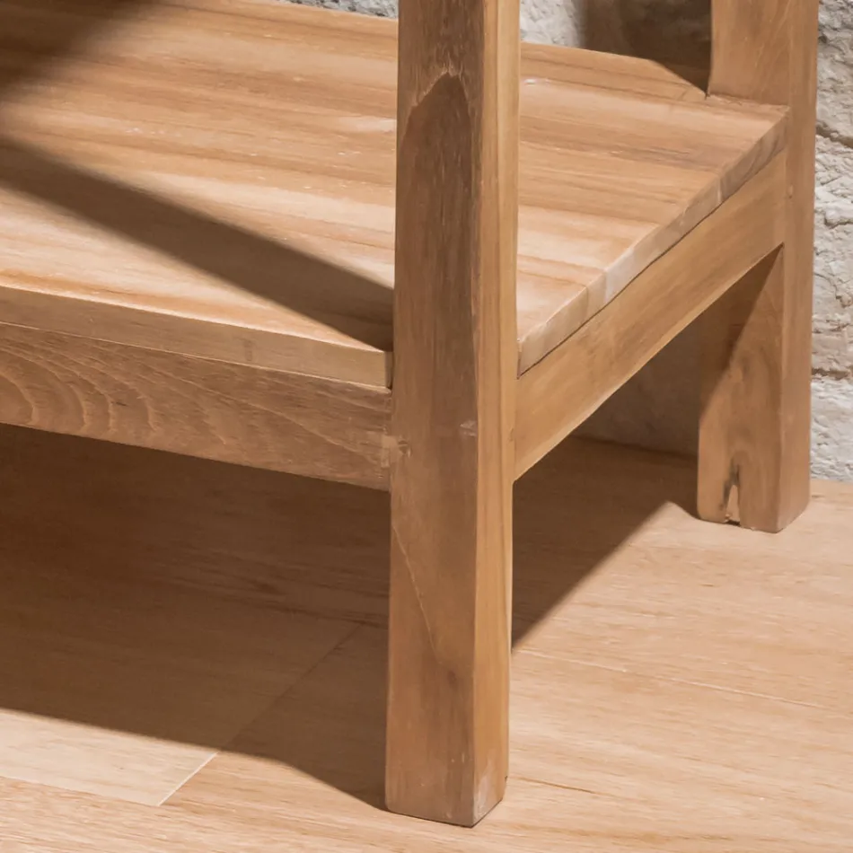 Masă de cafea din lemn masiv de tec cu 1 sertar - Acril Viadurini