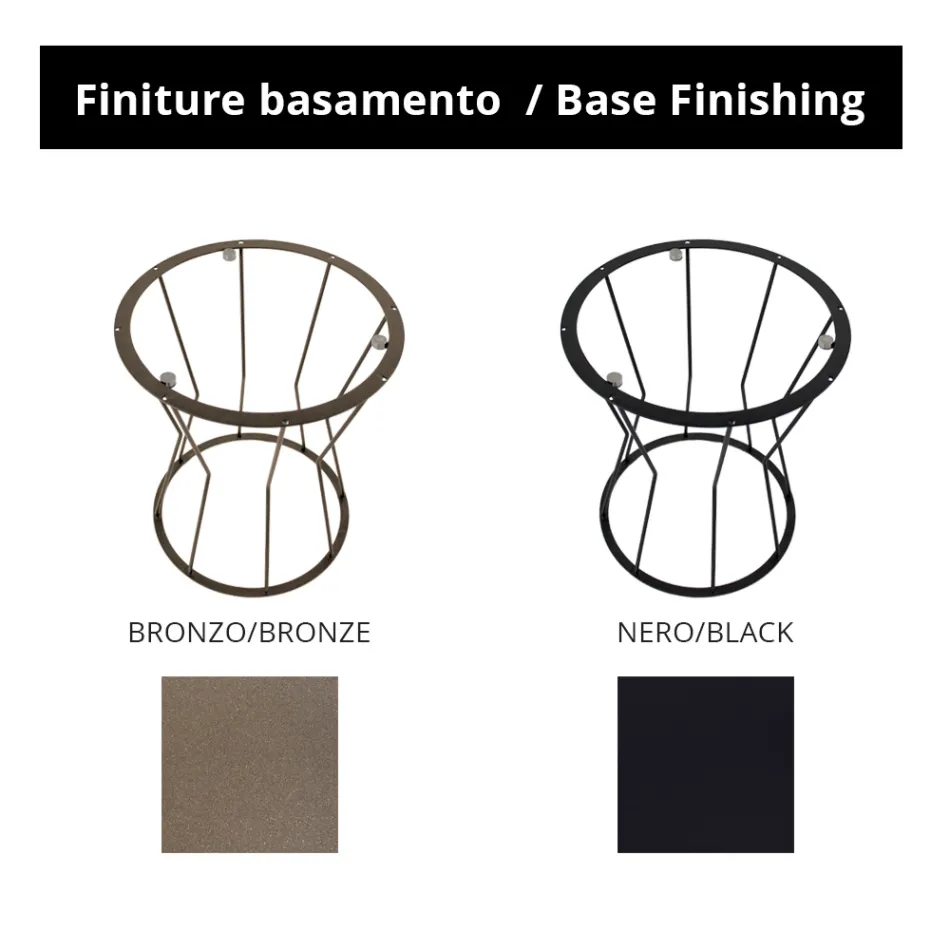 Masuta de cafea rotunda cu baza din otel si blat din gresie Made in Italy - Alisea Viadurini