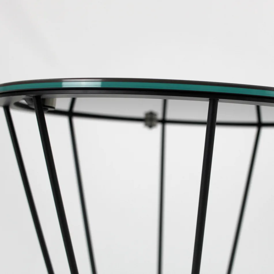 Masuta de cafea rotunda cu baza din otel si blat din gresie Made in Italy - Alisea Viadurini