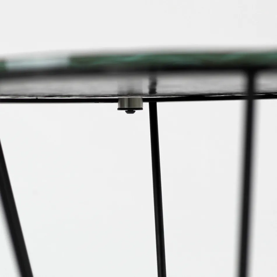 Masuta de cafea rotunda cu baza din otel si blat din sticla Made in Italy - Alisea Viadurini