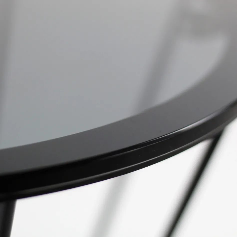 Masuta de cafea rotunda cu baza din otel si blat din sticla Made in Italy - Alisea Viadurini