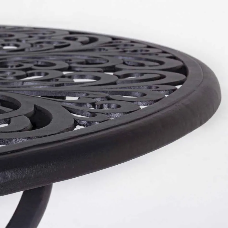 Masă de cafea rotundă în aer liber, din aluminiu, finisaj antracit mat - Sayra Viadurini