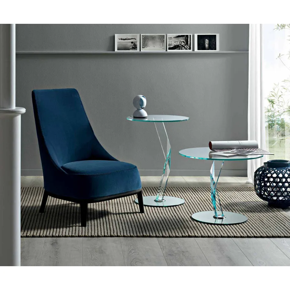 Masă rotundă de design rotundă din sticlă extra-transparentă realizată în Italia - Akka Viadurini