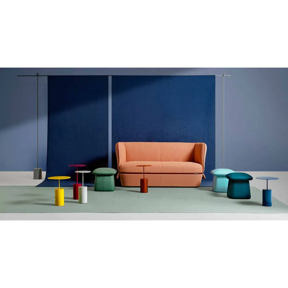 Masă de cafea rotundă în tablă de metal colorată de design modern - Cocktail Viadurini