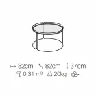 Masă de cafea rotundă din metal cu blat din sticlă Made in Italy - George Viadurini