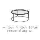 Masă de cafea rotundă din metal cu blat din sticlă Made in Italy - George Viadurini