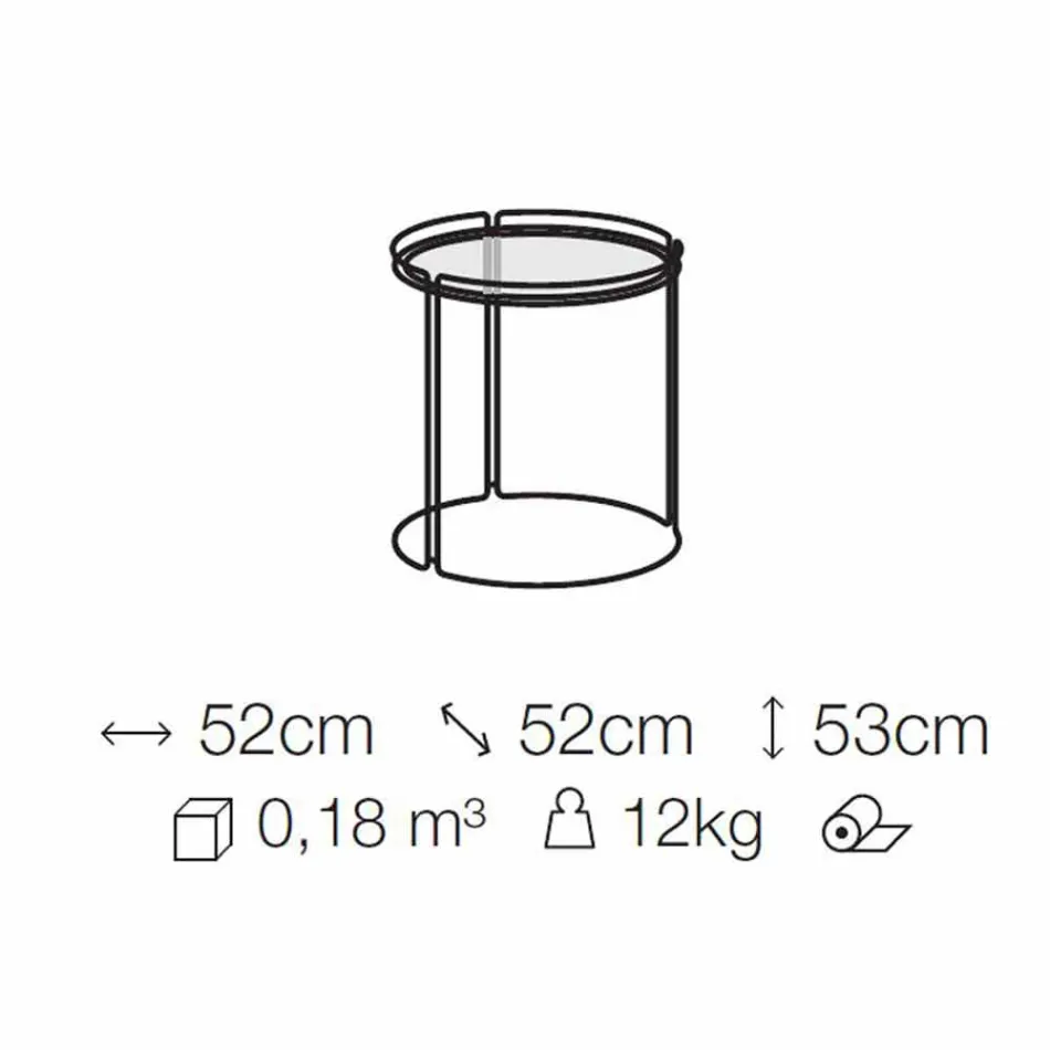 Masă de cafea rotundă din metal cu blat din sticlă Made in Italy - George Viadurini