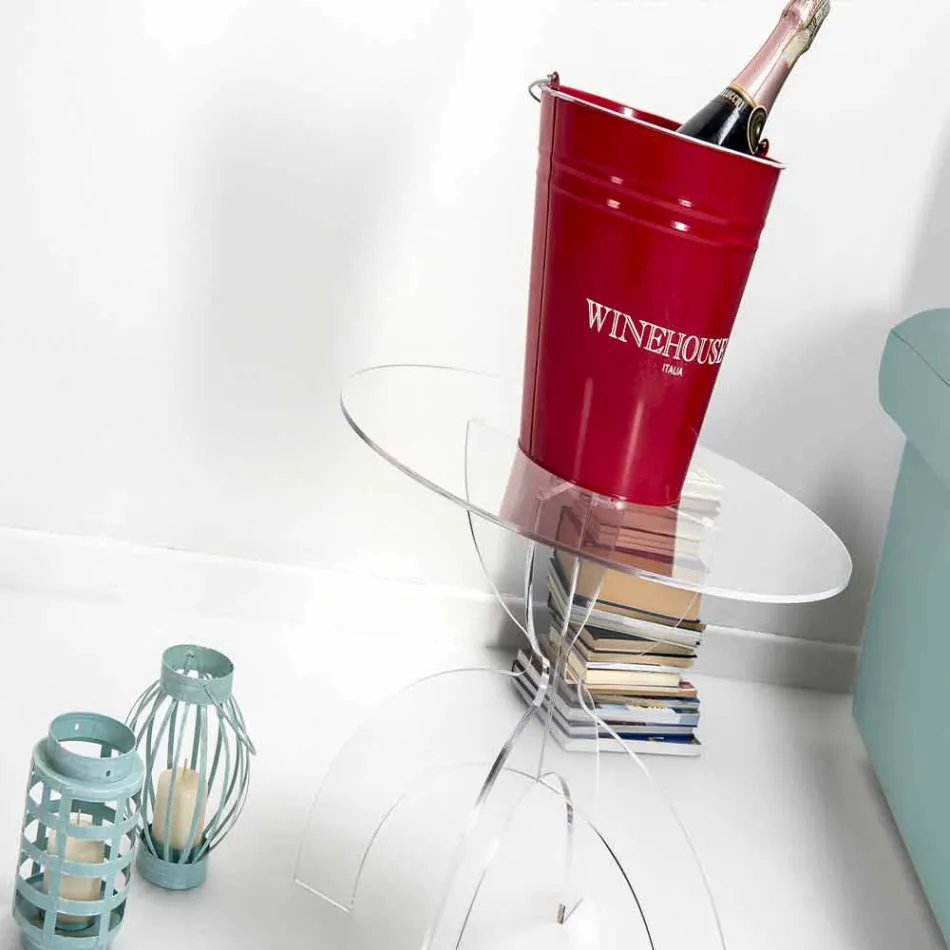 Mese de cafea rotunde de design, din PMMA transparentă Laives Viadurini