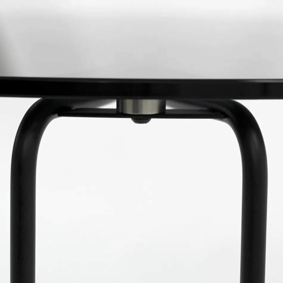 Masuta de cafea rotunda din sticla cu 3 semiluni Fabricata in Italia - Arepa Viadurini