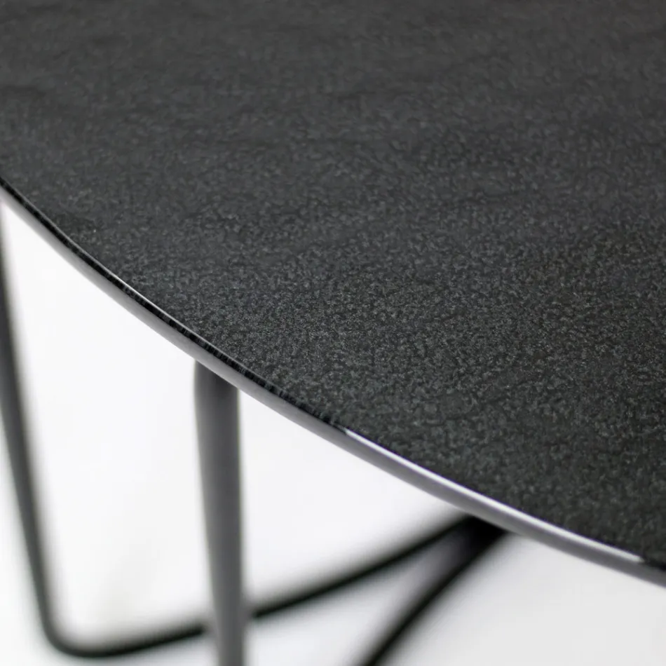 Masuta de cafea rotunda din sticla cu 3 semiluni Fabricata in Italia - Arepa Viadurini