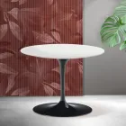 Masă de cafea rotundă Saarinen Tulip, H 41 cm, ceramică Florim albă mată - stacojiu Viadurini