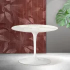 Masă de cafea rotundă Saarinen Tulip, H 41 cm, din ceramică Florim Calacatta aurie mată - Scarlet Viadurini