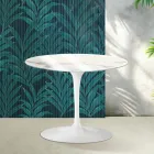 Masă de cafea rotundă Saarinen Tulip, H 41 cm, ceramică lucioasă Statuario Florim - Stacojiu Viadurini